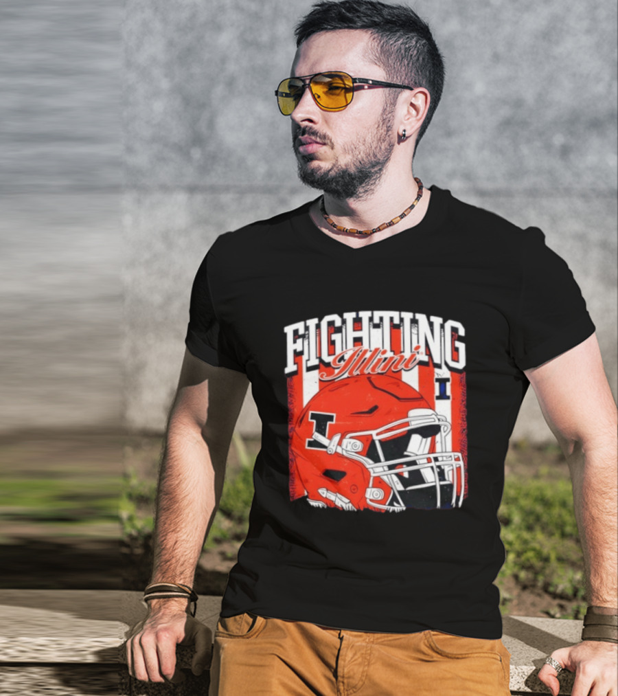 Fighting Illini NCAA Football Illinois Helmet T-Shirt