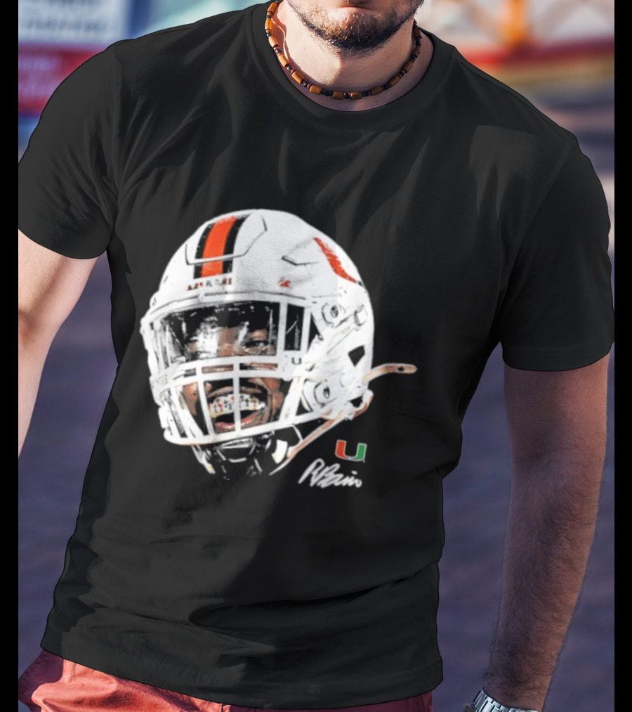 Miami Hurricanes Rueben Bain Jr. Game Face Helmet NCAA Football U T-Shirt