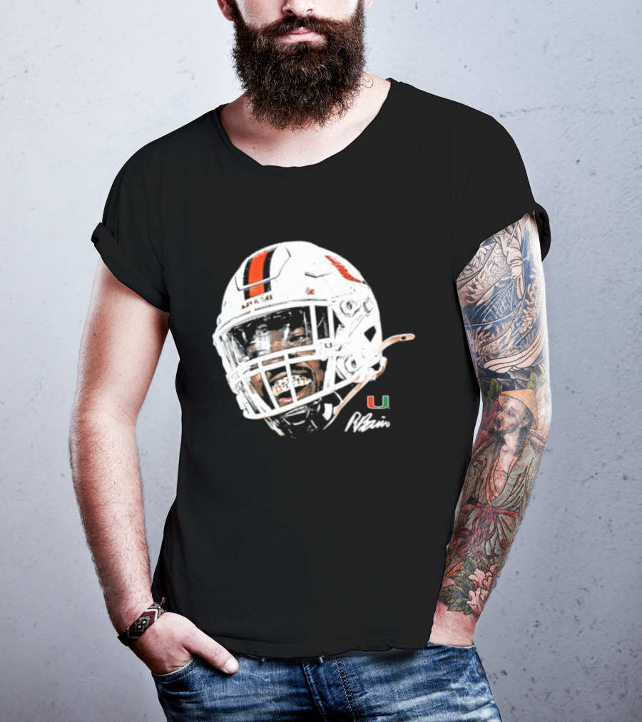 Miami Hurricanes Rueben Bain Jr. Game Face Helmet NCAA Football U T-Shirt