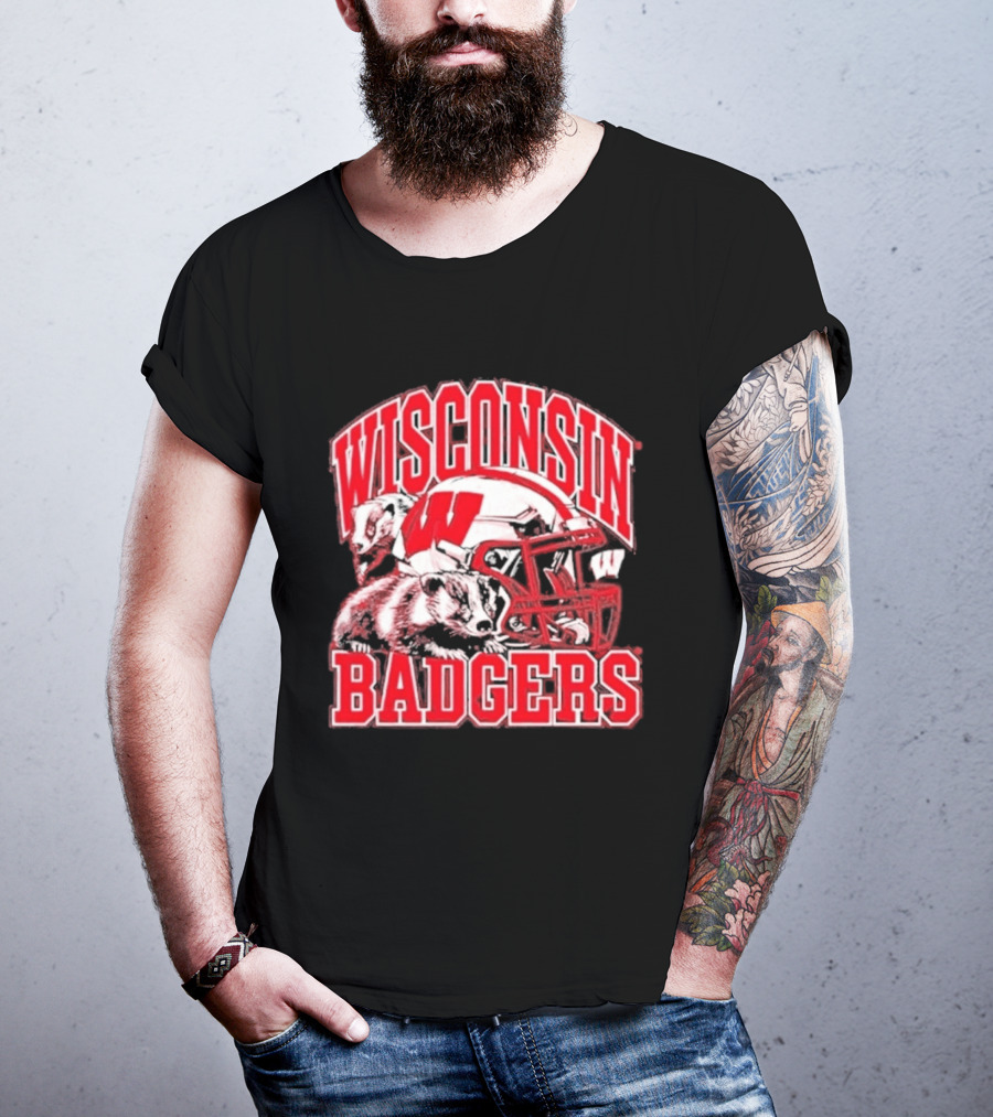 Wisconsin Badgers Football Helmet NCAA Team Pride T-Shirt