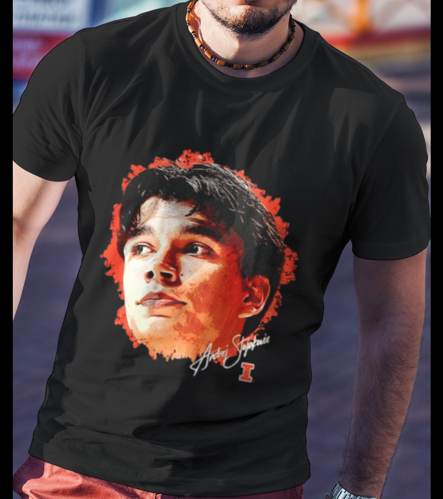 Illinois Fighting Illini Andrej Stojakovic NCAA Men's Basketball Game Face T-Shirt