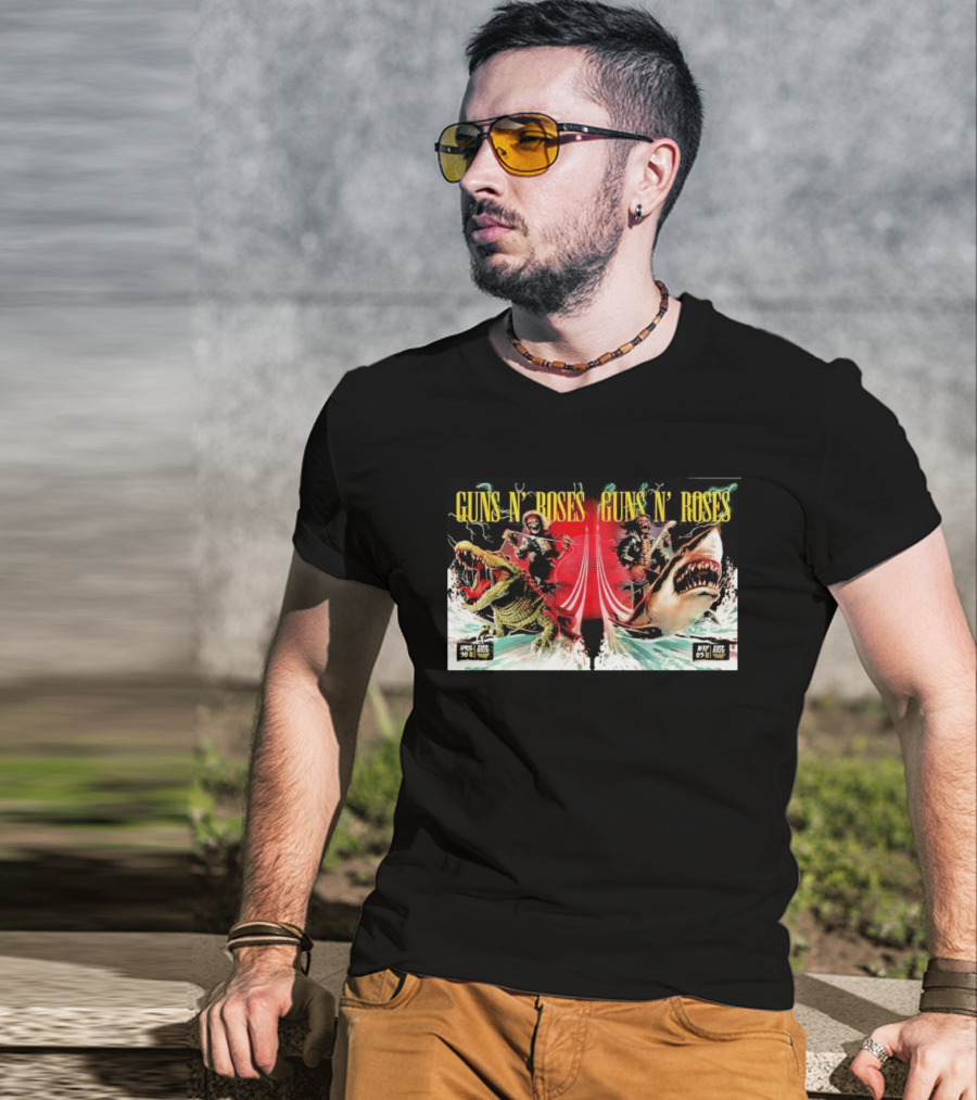 Guns N' Roses April 30 May 5 2026 Hollywood FL Crocodile Shark Skeleton Rock Tour T-Shirt