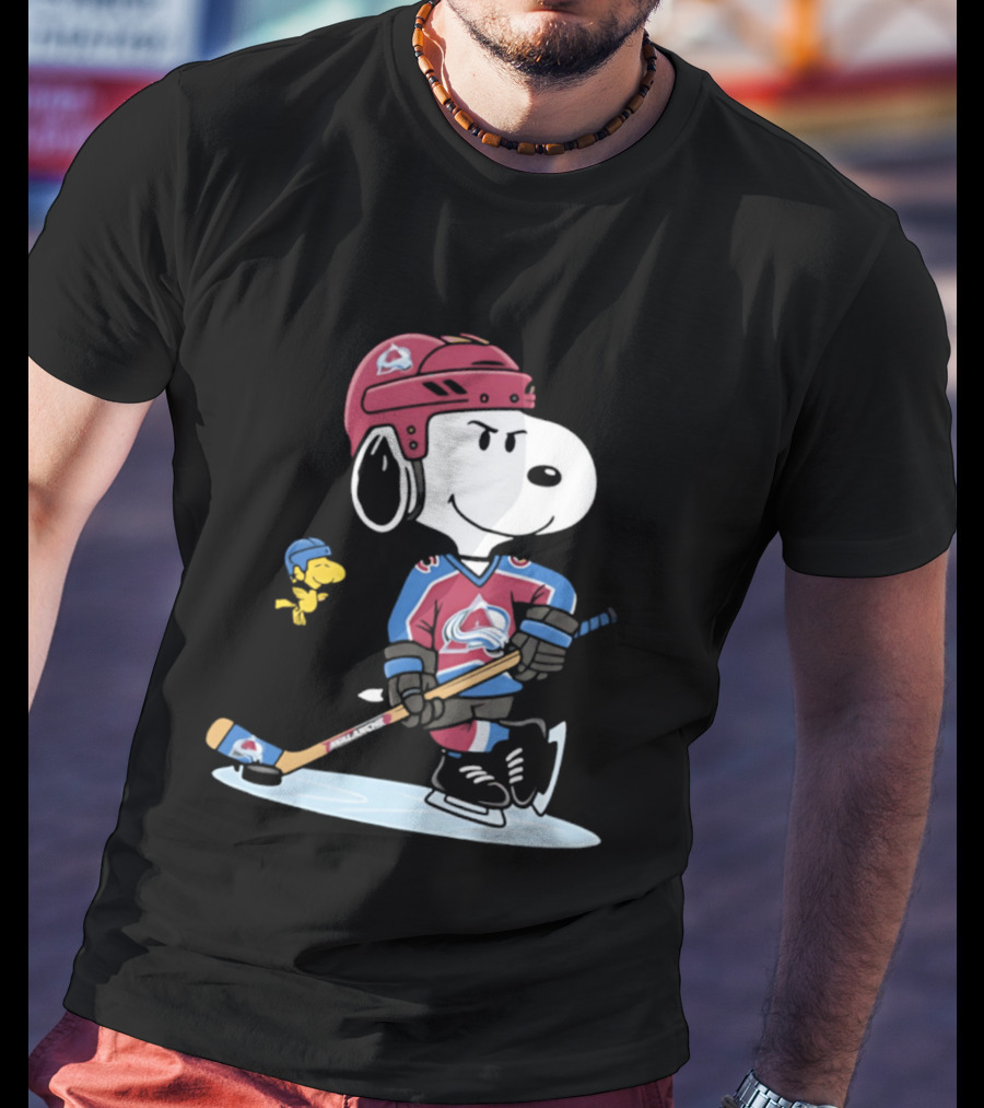 Snoopy Woodstock Colorado Avalanche NHL Hockey Peanuts Collaboration T-Shirt