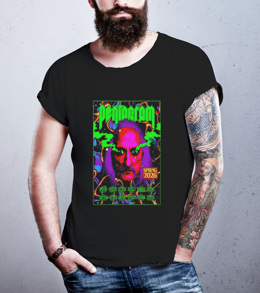 Pentagram Spring Tour May 2026 Psychedelic Neon Art With Iconic Face T-Shirt