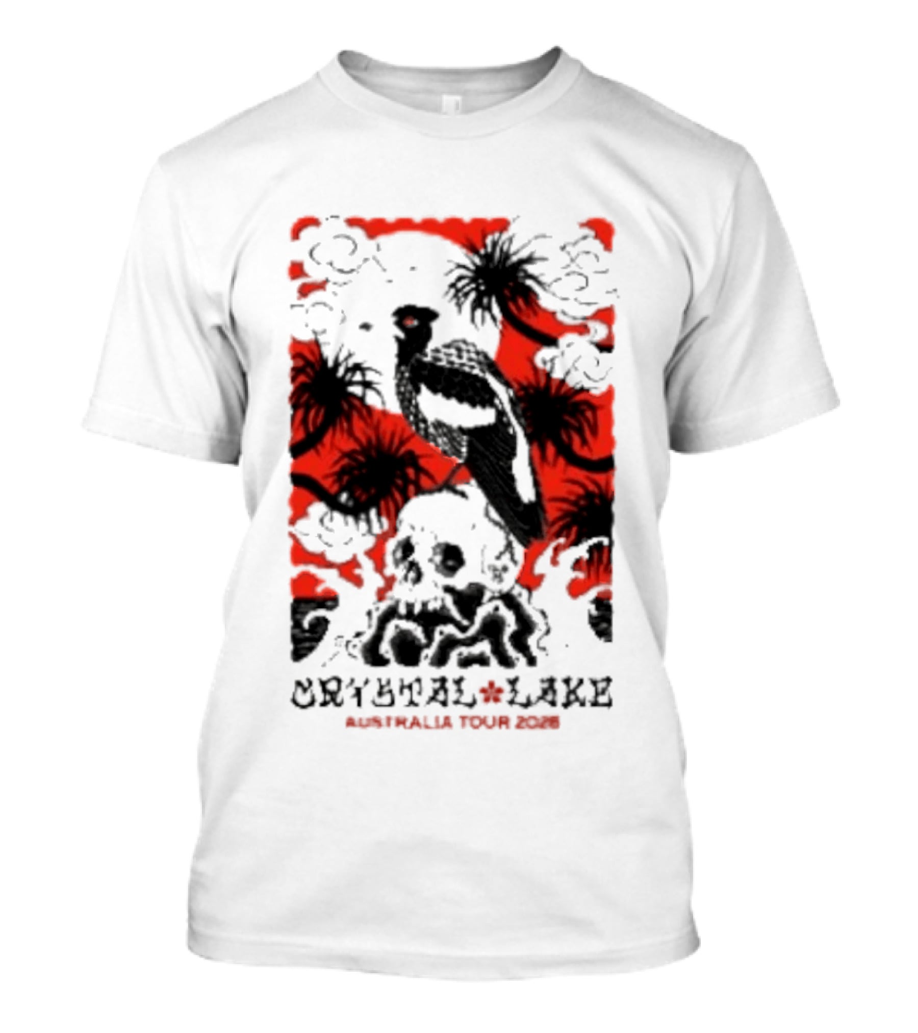 Crystal Lake Australia Tour 2026 Bird Skull Tropical T-Shirt