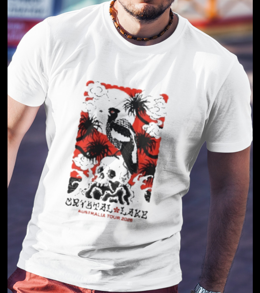 Crystal Lake Australia Tour 2026 Bird Skull Tropical T-Shirt