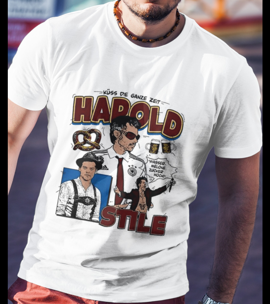 Harold Stile Kuss Die Ganze Zeit Comic Pretzel Sunglasses Police T-Shirt