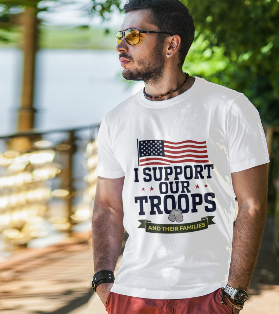 Support Our Troops And Their Families American Flag T-Shirt