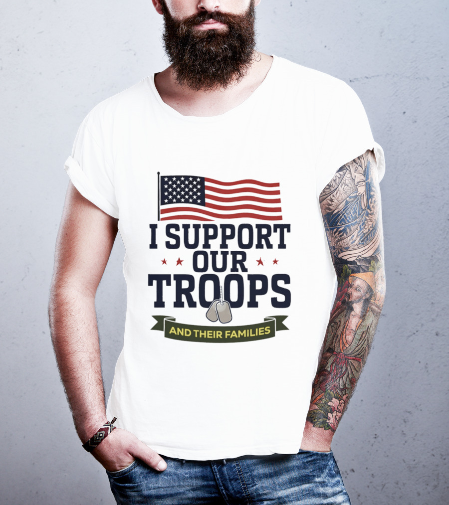 Support Our Troops And Their Families American Flag T-Shirt