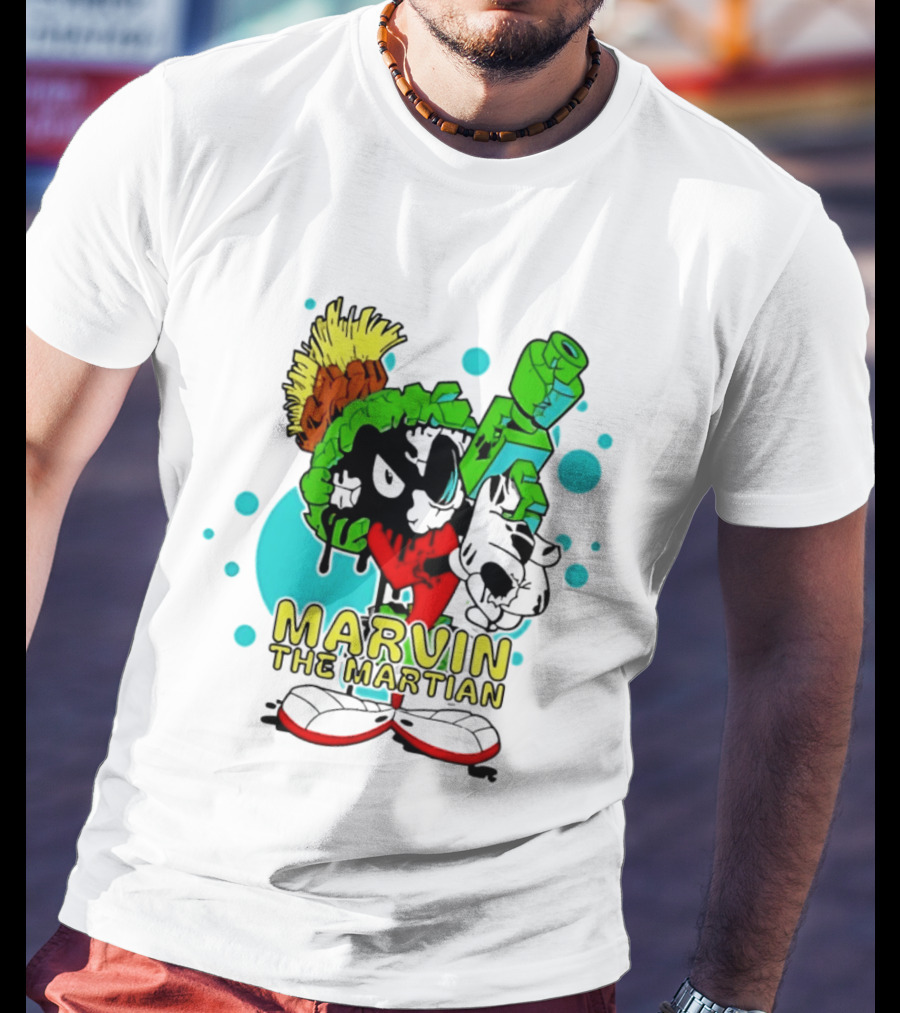 Marvin The Martian Retro Cartoon Character With Ray Gun T-Shirt