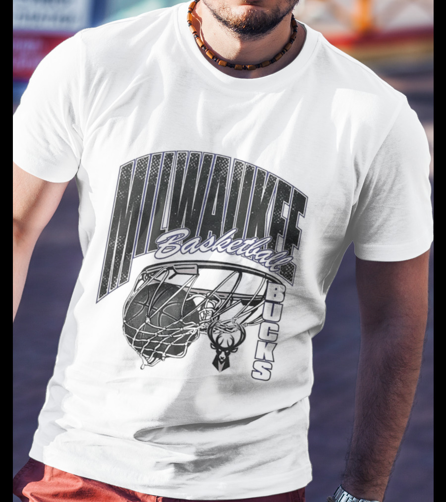 Milwaukee Bucks Basketball Swish Deer Hoop T-Shirt
