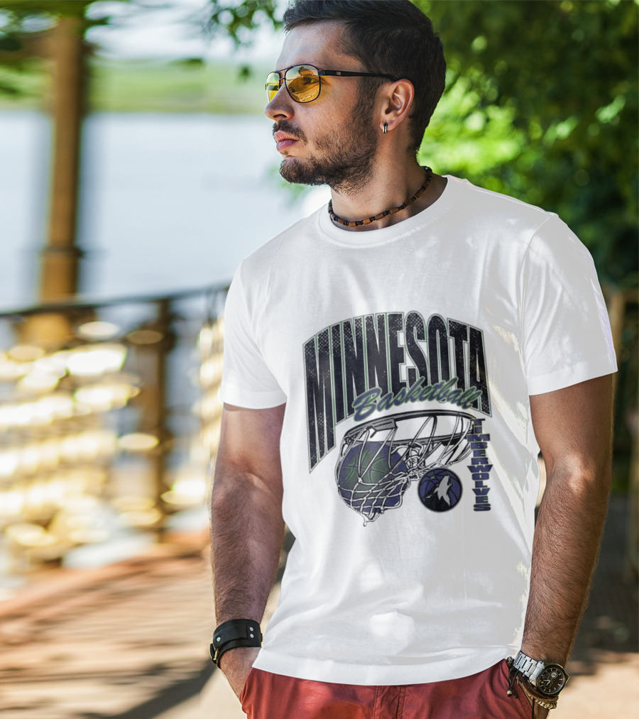 Minnesota Basketball Timberwolves Net And Ball T-Shirt