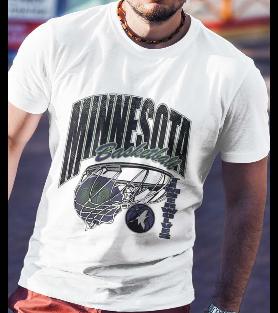 Minnesota Basketball Timberwolves Net And Ball T-Shirt