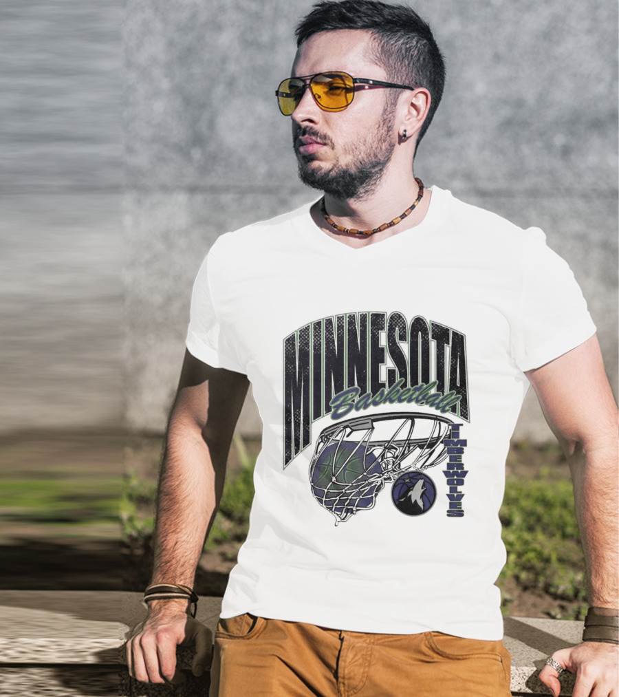Minnesota Basketball Timberwolves Net And Ball T-Shirt