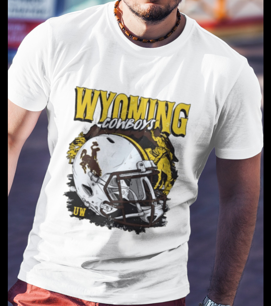 Wyoming Cowboys UW Football Helmet NCAA T-Shirt