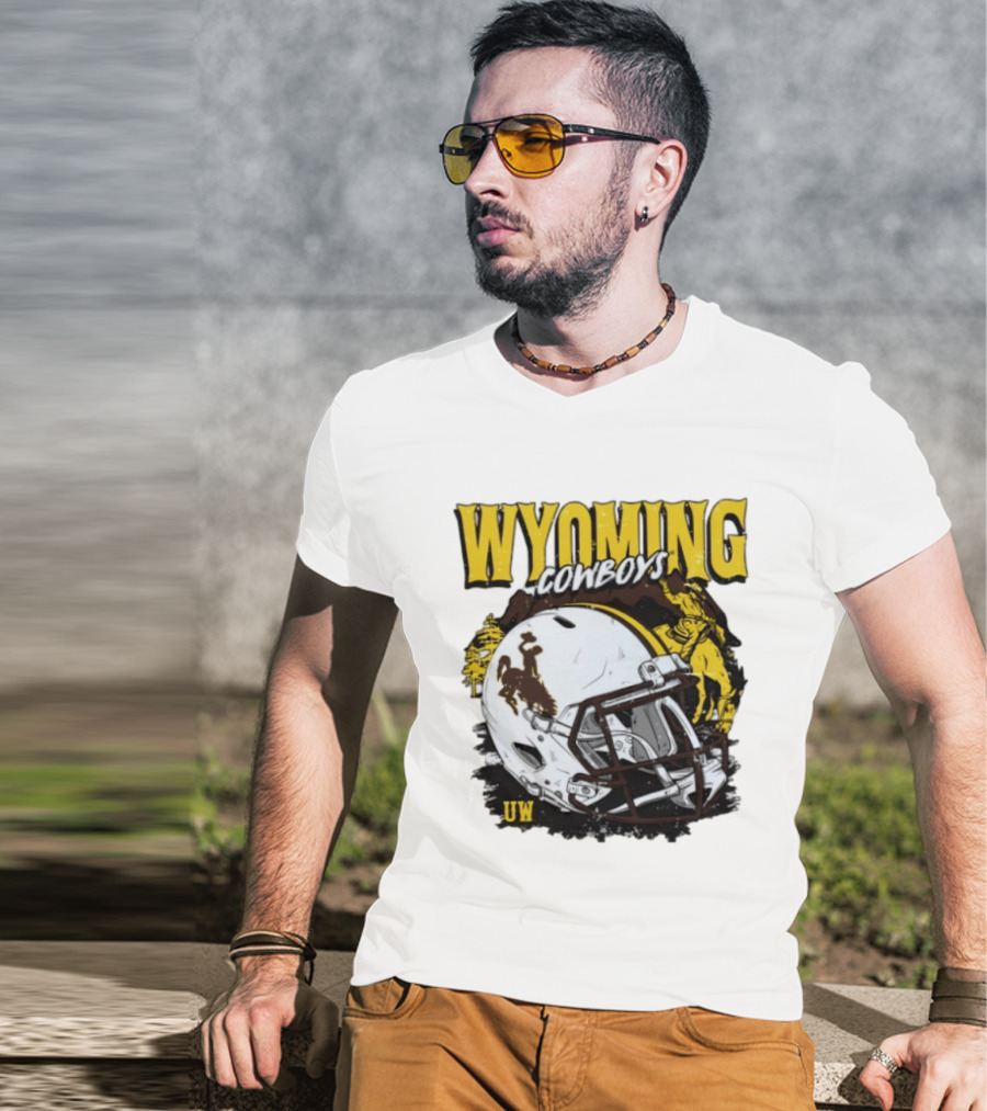 Wyoming Cowboys UW Football Helmet NCAA T-Shirt