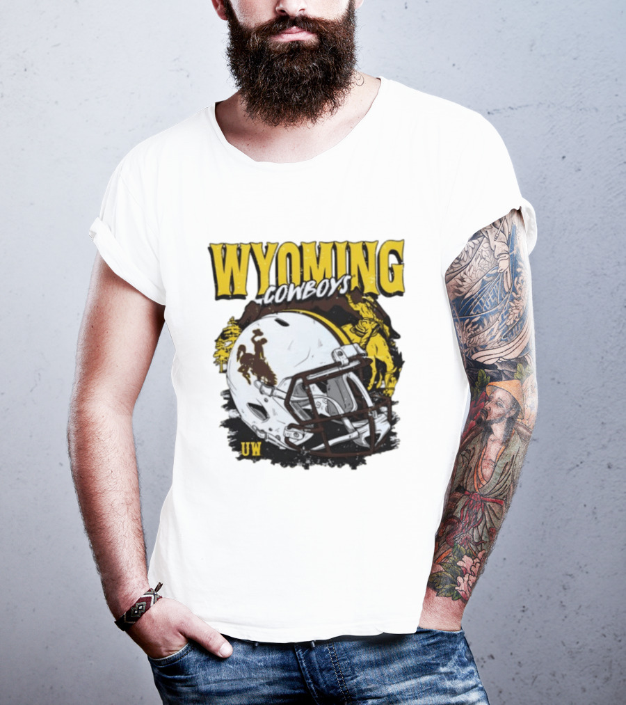 Wyoming Cowboys UW Football Helmet NCAA T-Shirt