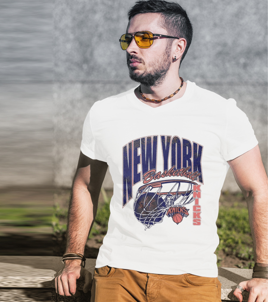New York Basketball Knicks Net And Ball Swish T-Shirt