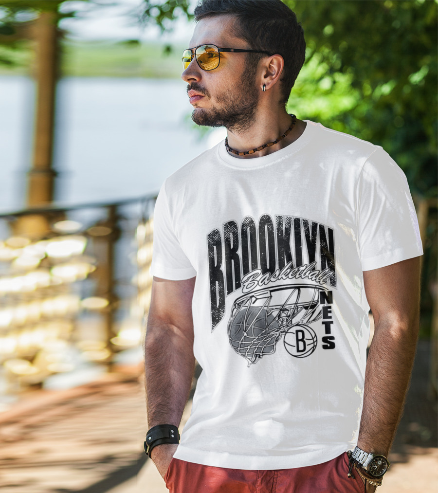 Brooklyn Basketball Nets Swish Ball Script T-Shirt