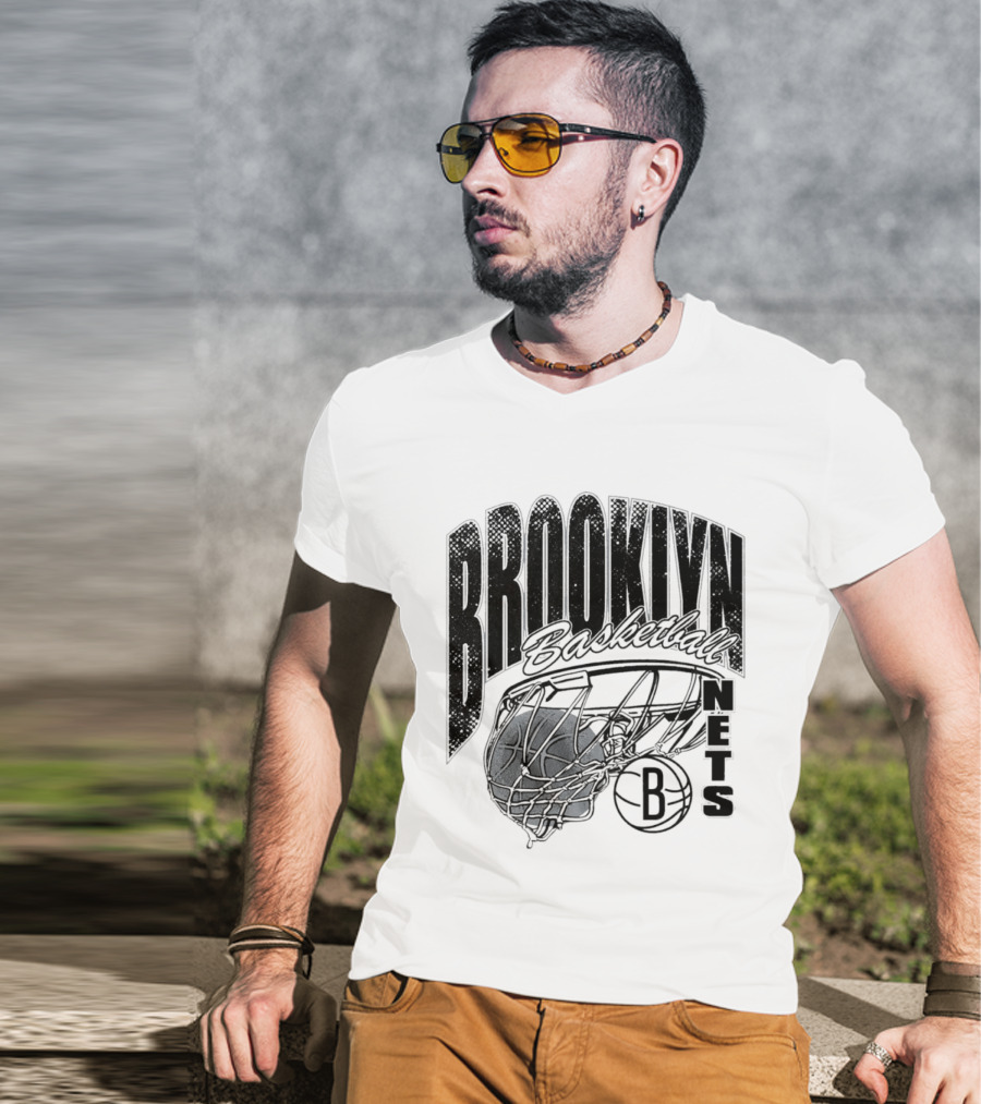 Brooklyn Basketball Nets Swish Ball Script T-Shirt
