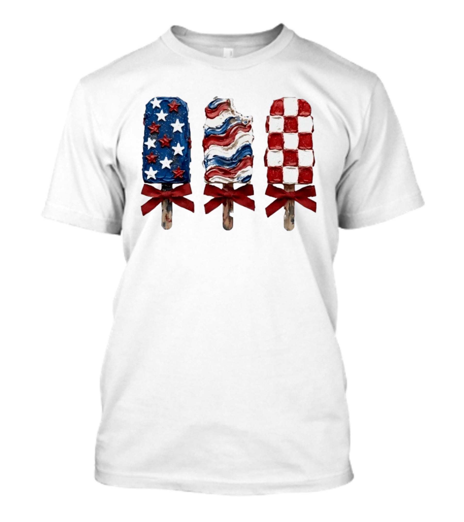Patriotic Popsicle Stars Stripes Red White Blue T-Shirt