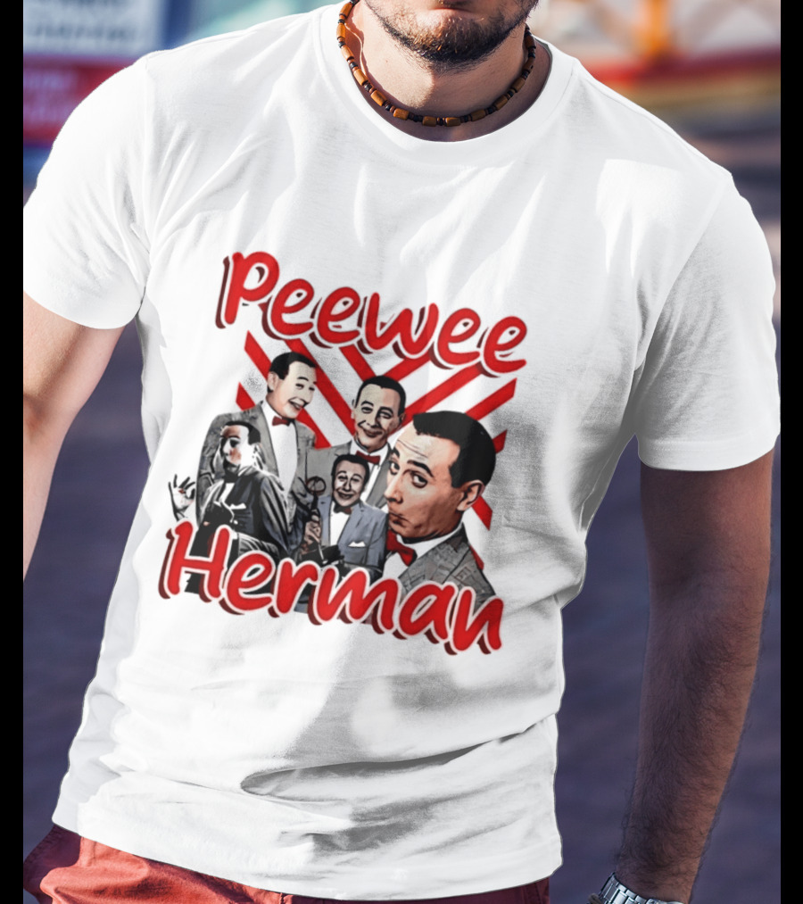 Peewee Herman Iconic Characters Collage Red And Black T-Shirt