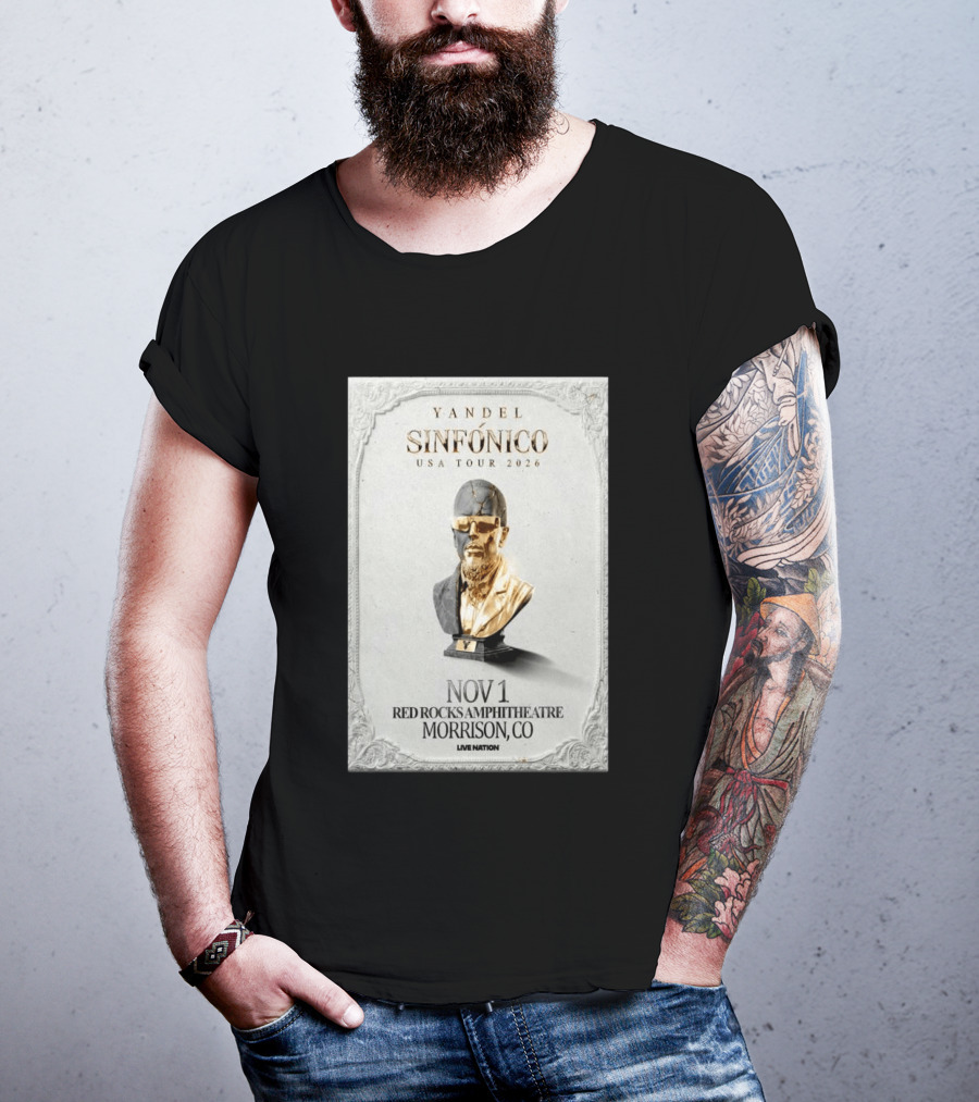 Yandel Sinfónico USA Tour 2026 Nov 1 Red Rocks Amphitheatre Morrison CO Live Nation T-Shirt