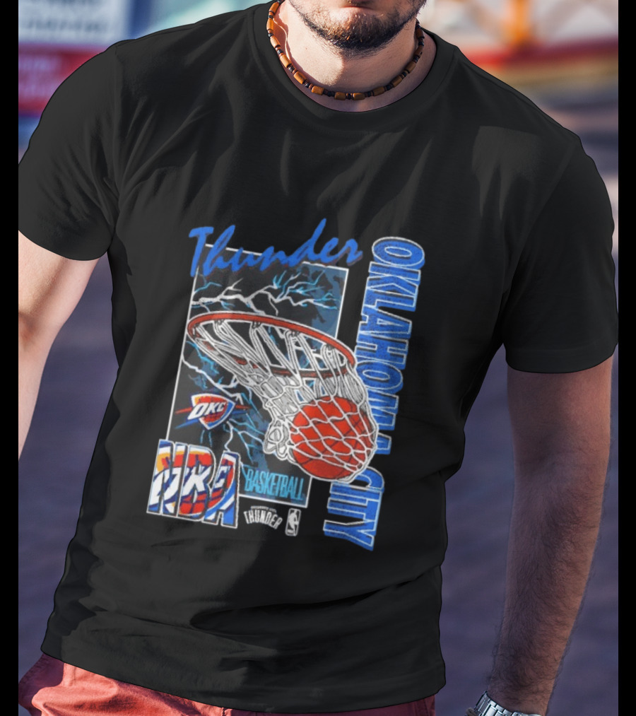 Oklahoma City Thunder NBA Basketball Net Lightning OKC T-Shirt