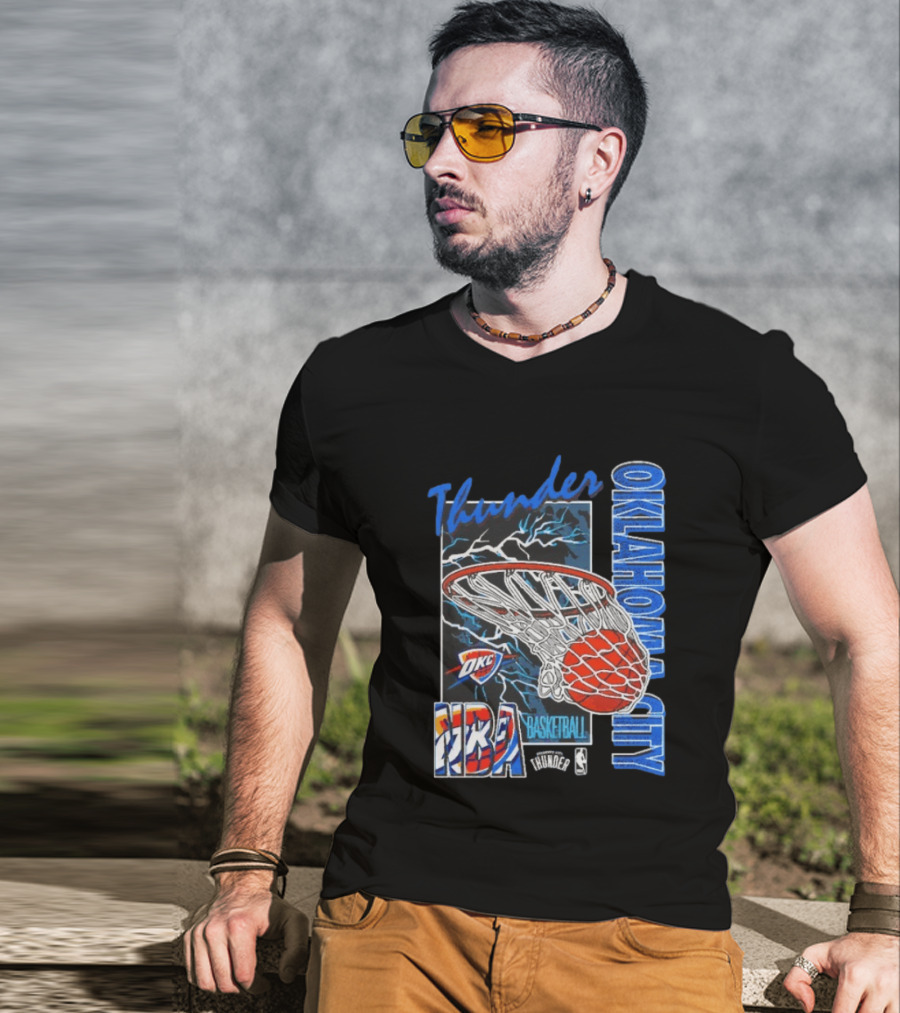 Oklahoma City Thunder NBA Basketball Net Lightning OKC T-Shirt