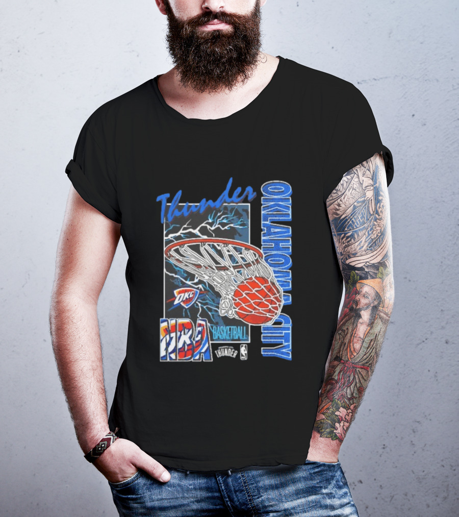 Oklahoma City Thunder NBA Basketball Net Lightning OKC T-Shirt