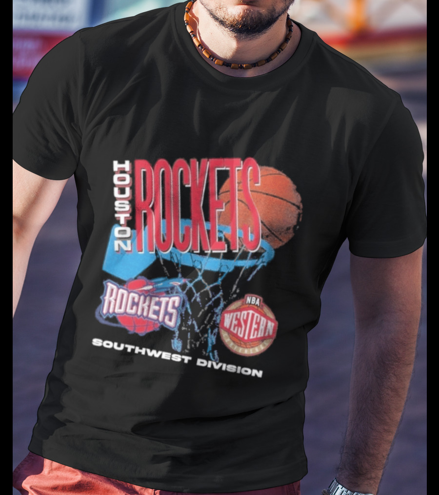 Houston Rockets Southwest Division NBA Western Hardwood Classics 90s Basketball Team T-Shirt