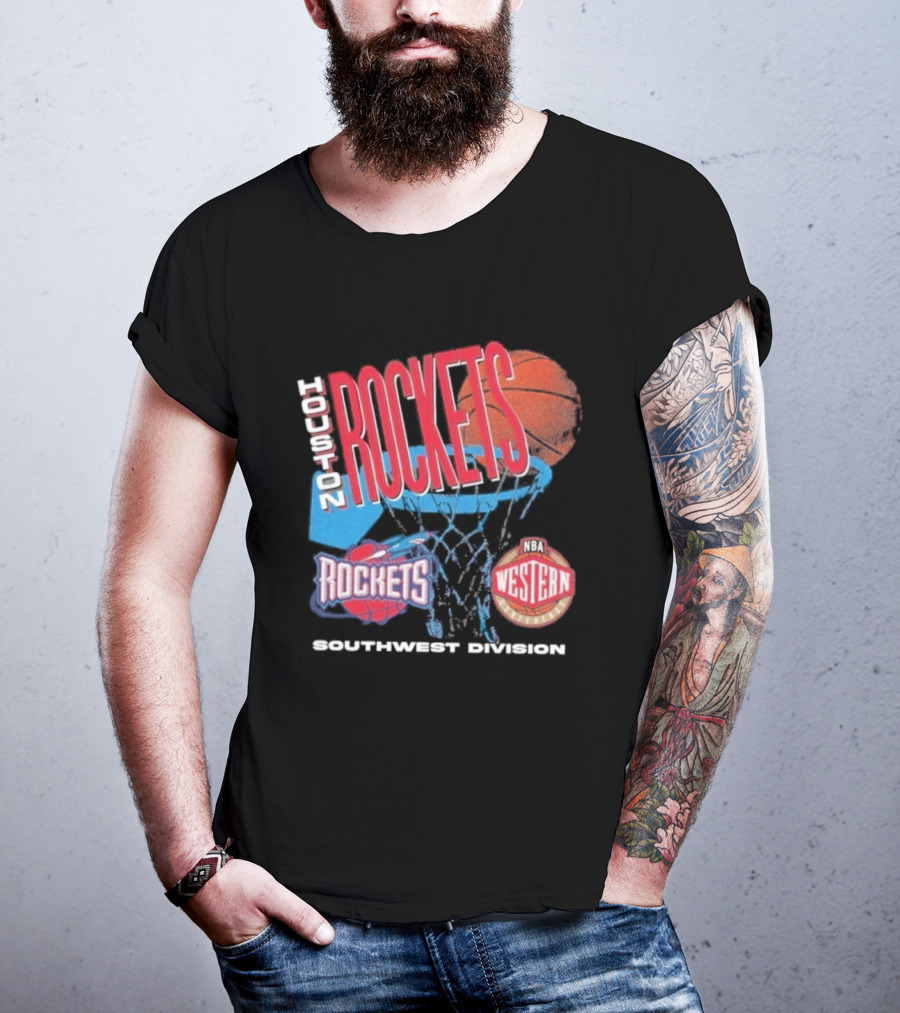 Houston Rockets Southwest Division NBA Western Hardwood Classics 90s Basketball Team T-Shirt