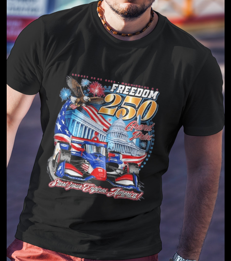 Freedom 250 Grand Prix Start Your Engines America Capitol Eagle Racecar T-Shirt