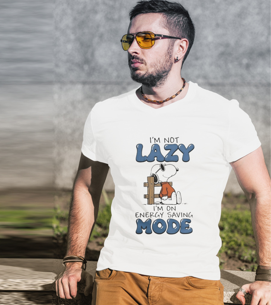 I'm Not Lazy I'm On Energy Saving Mode Snoopy Woodstock T-Shirt
