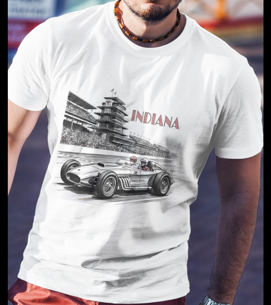Indiana Indianapolis Motor Speedway Indy 500 Racing Car T-Shirt