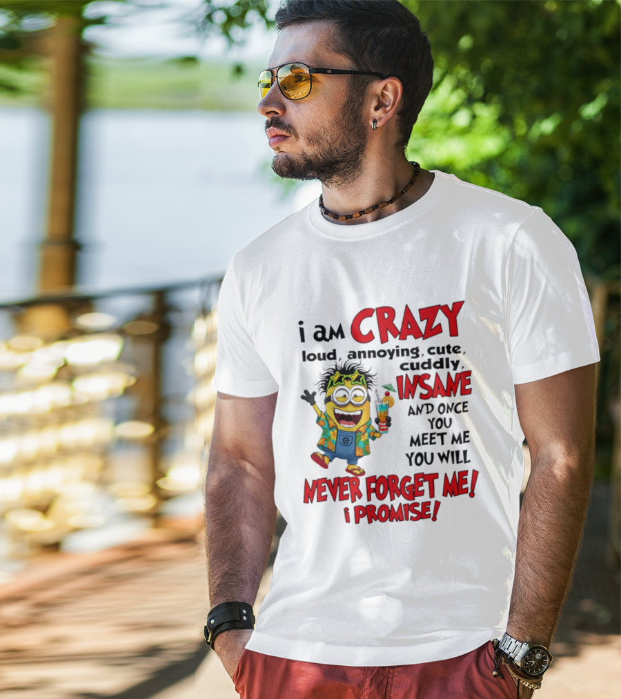I Am Crazy Loud Annoying Cute Cuddly Insane Once You Meet Me Never Forget Promise T-Shirt