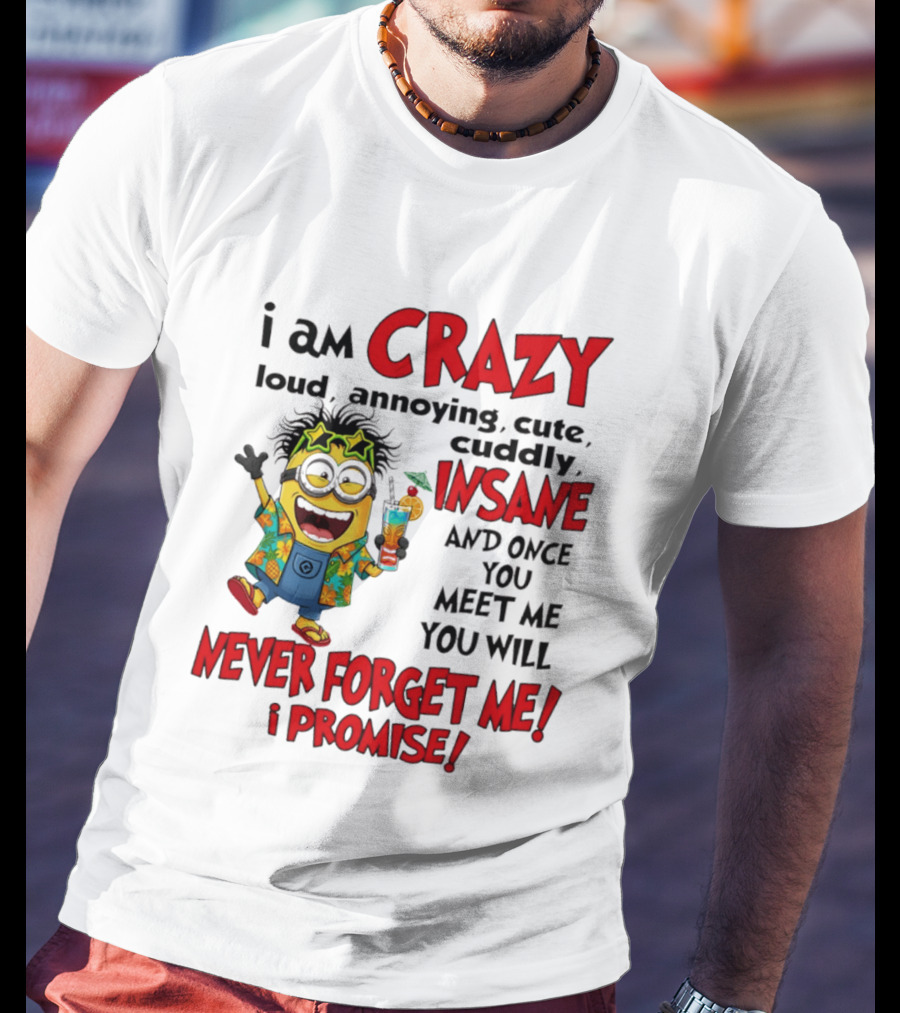 I Am Crazy Loud Annoying Cute Cuddly Insane Once You Meet Me Never Forget Promise T-Shirt