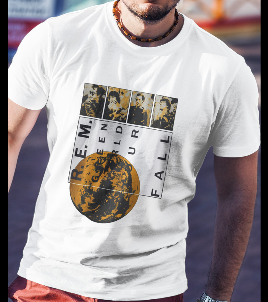 R.E.M. 1989 Green World Tour Fall Vintage Planet Band Photography T-Shirt