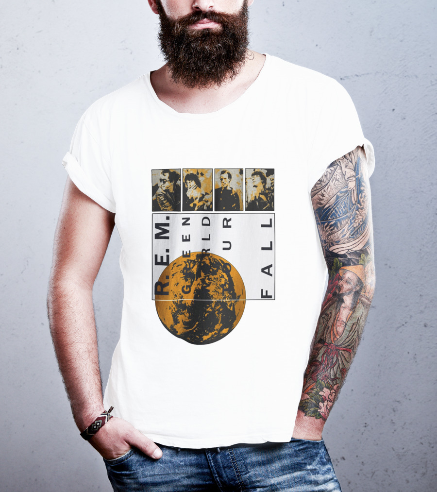R.E.M. 1989 Green World Tour Fall Vintage Planet Band Photography T-Shirt