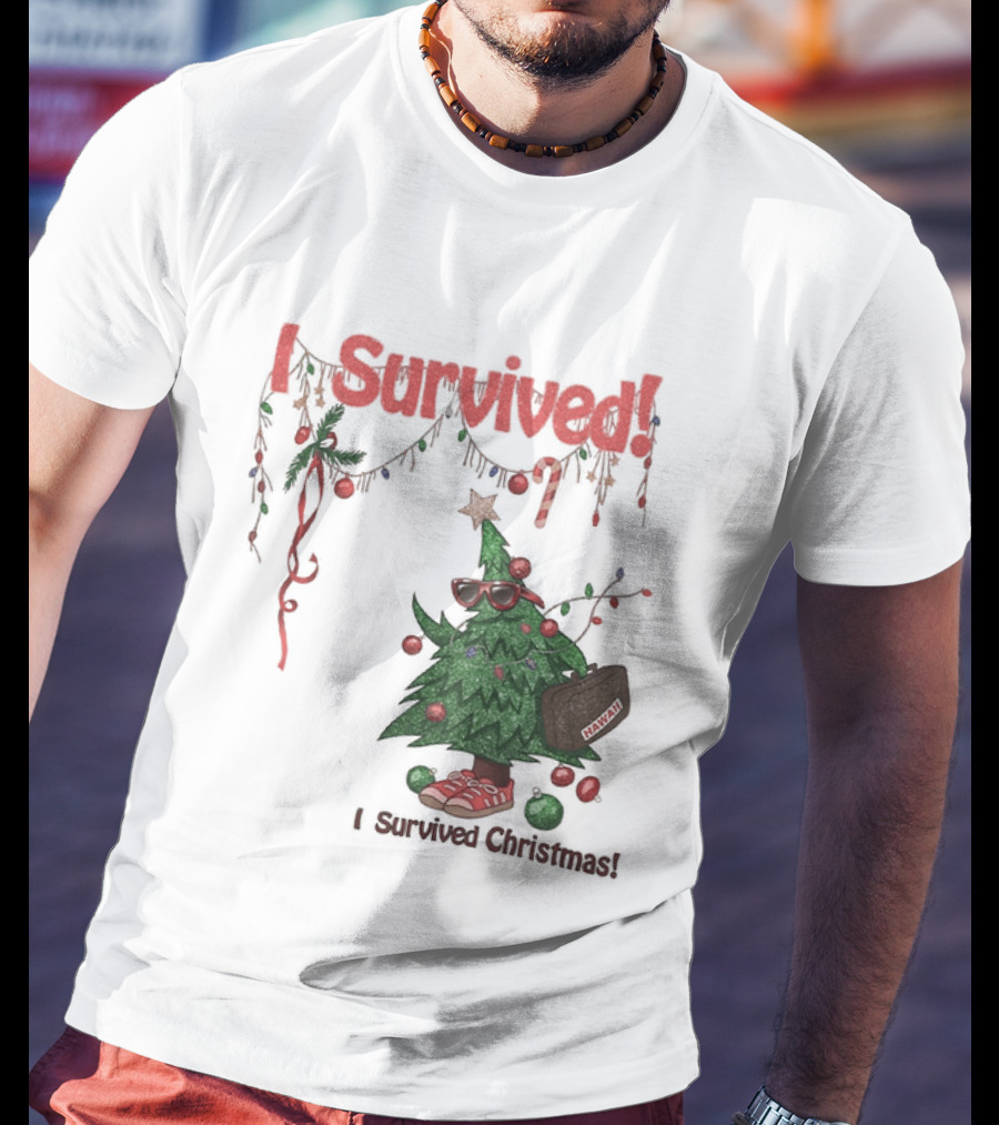 I Survived Christmas Funny Holiday Tree Celebration T-Shirt