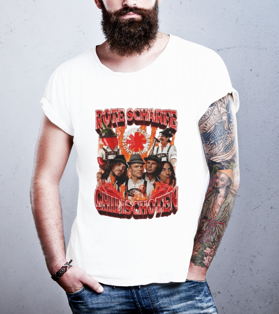 Rote Scharfe Chilischoten Lederhosen Band Mitglieder Custom T-Shirt