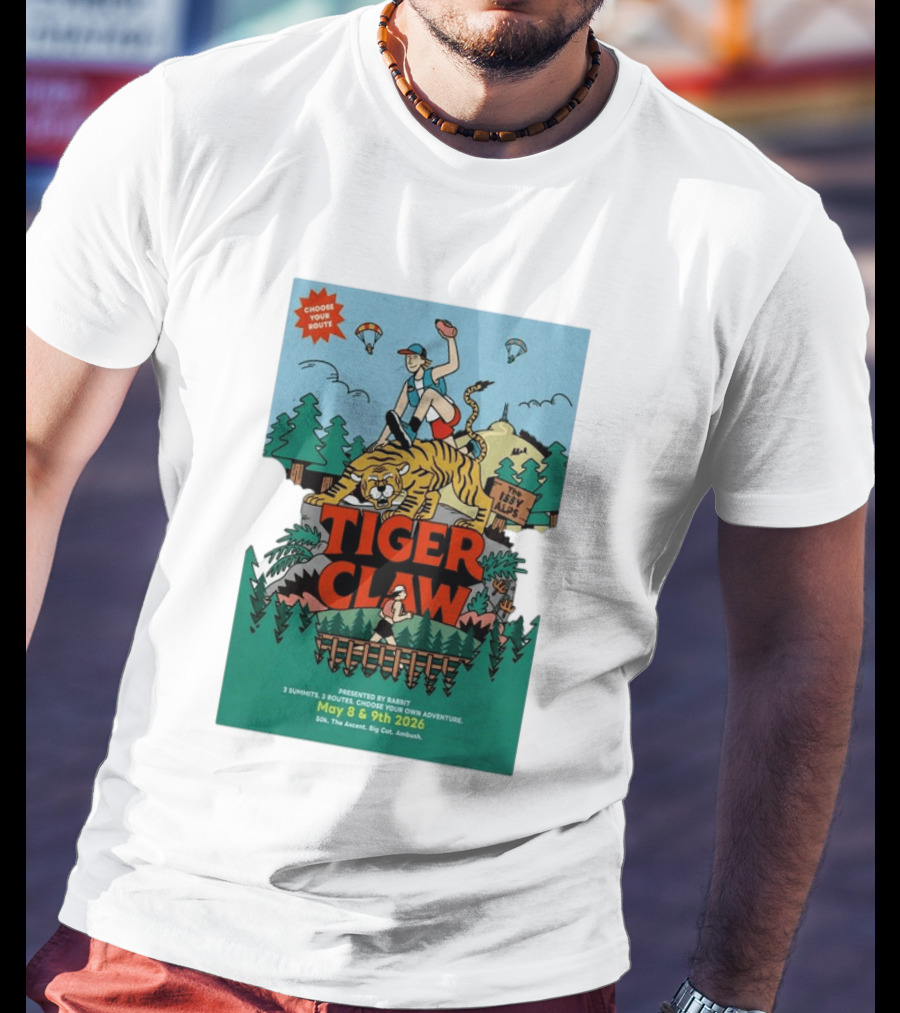 Choose Your Route Tiger Claw May 8 9 2026 3 Summits Adventure 50k The Ascent Big Cat Ambush T-Shirt