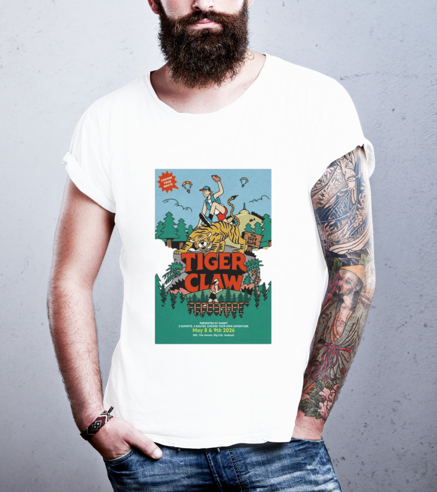 Choose Your Route Tiger Claw May 8 9 2026 3 Summits Adventure 50k The Ascent Big Cat Ambush T-Shirt