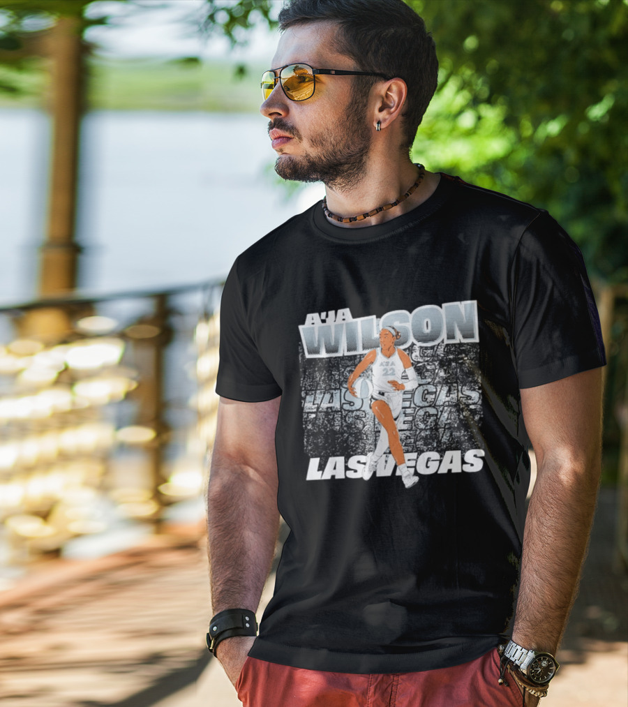 A'ja Wilson 22 Las Vegas Aces Basketball Player Action T-Shirt