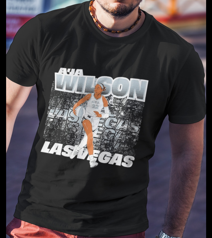 A'ja Wilson 22 Las Vegas Aces Basketball Player Action T-Shirt