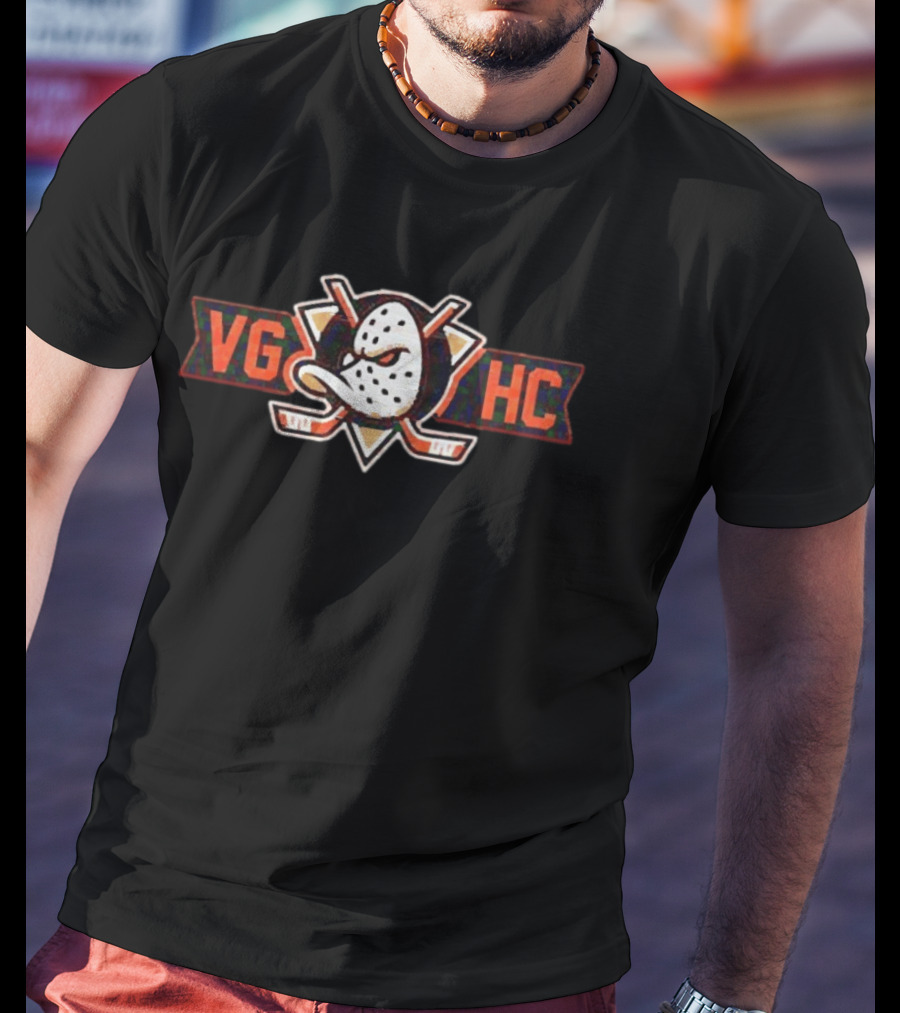 Anaheim Ducks VGHC Hockey Mask Crossed Sticks T-Shirt