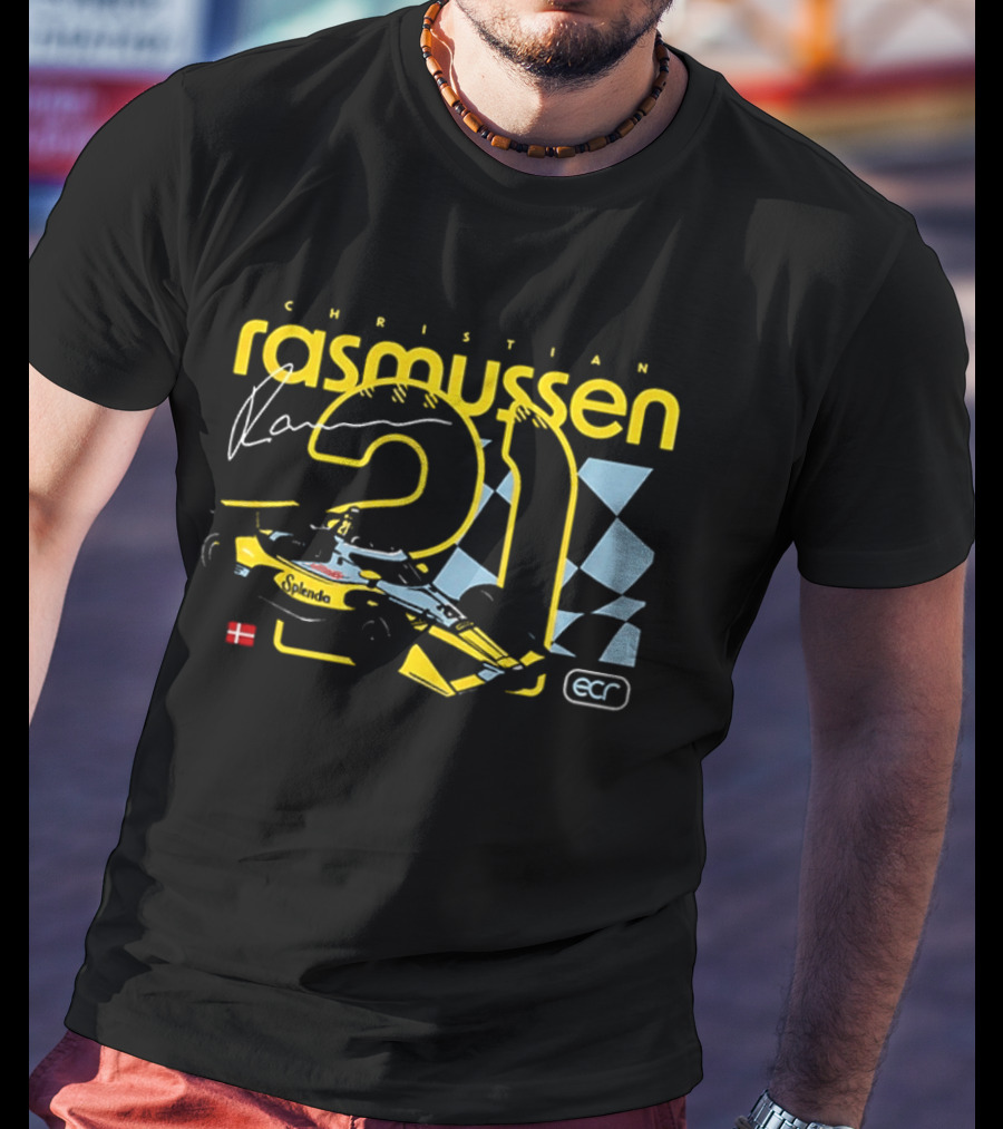 Christian Rasmussen 21 Splenda Chevrolet Racing ECR Flag Denmark T-Shirt