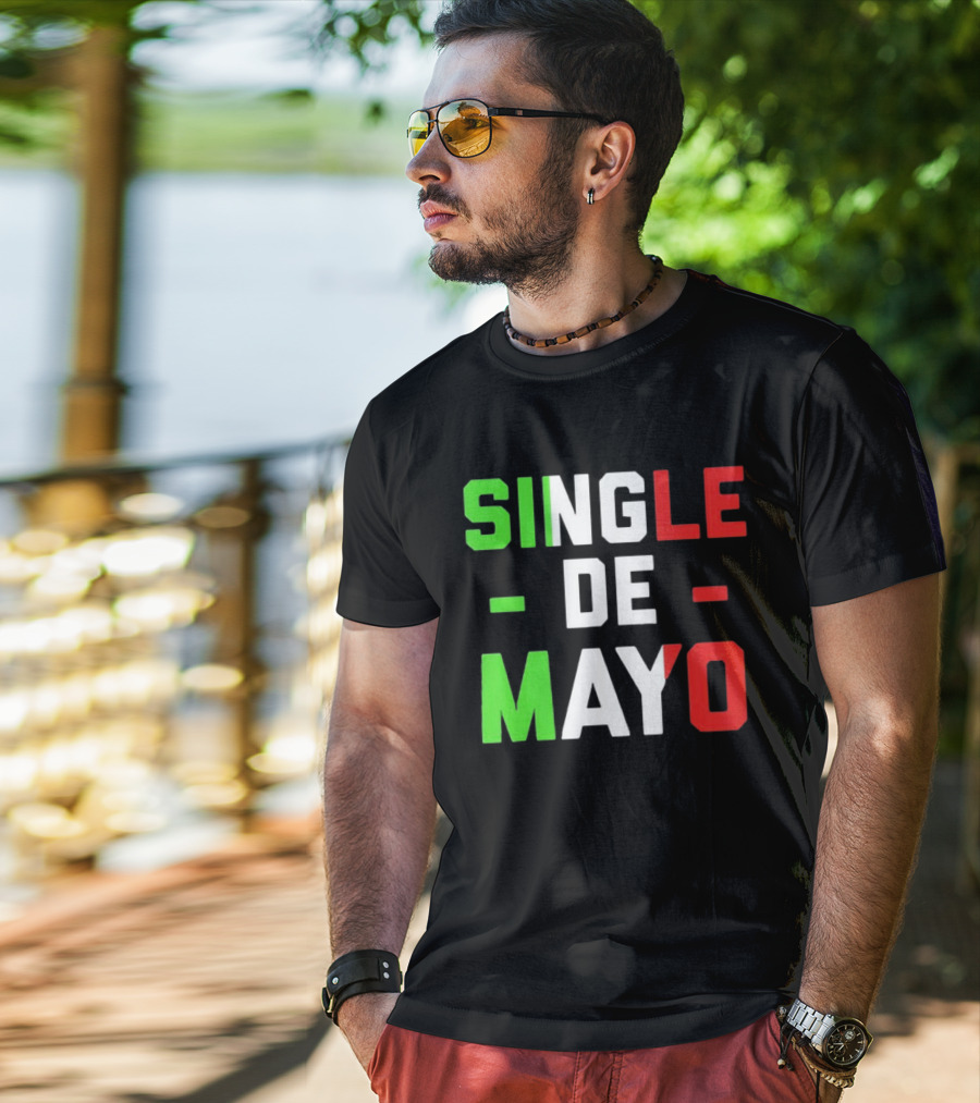 Single De Mayo Mexican Flag Colors Cinco De Mayo Humor T-Shirt