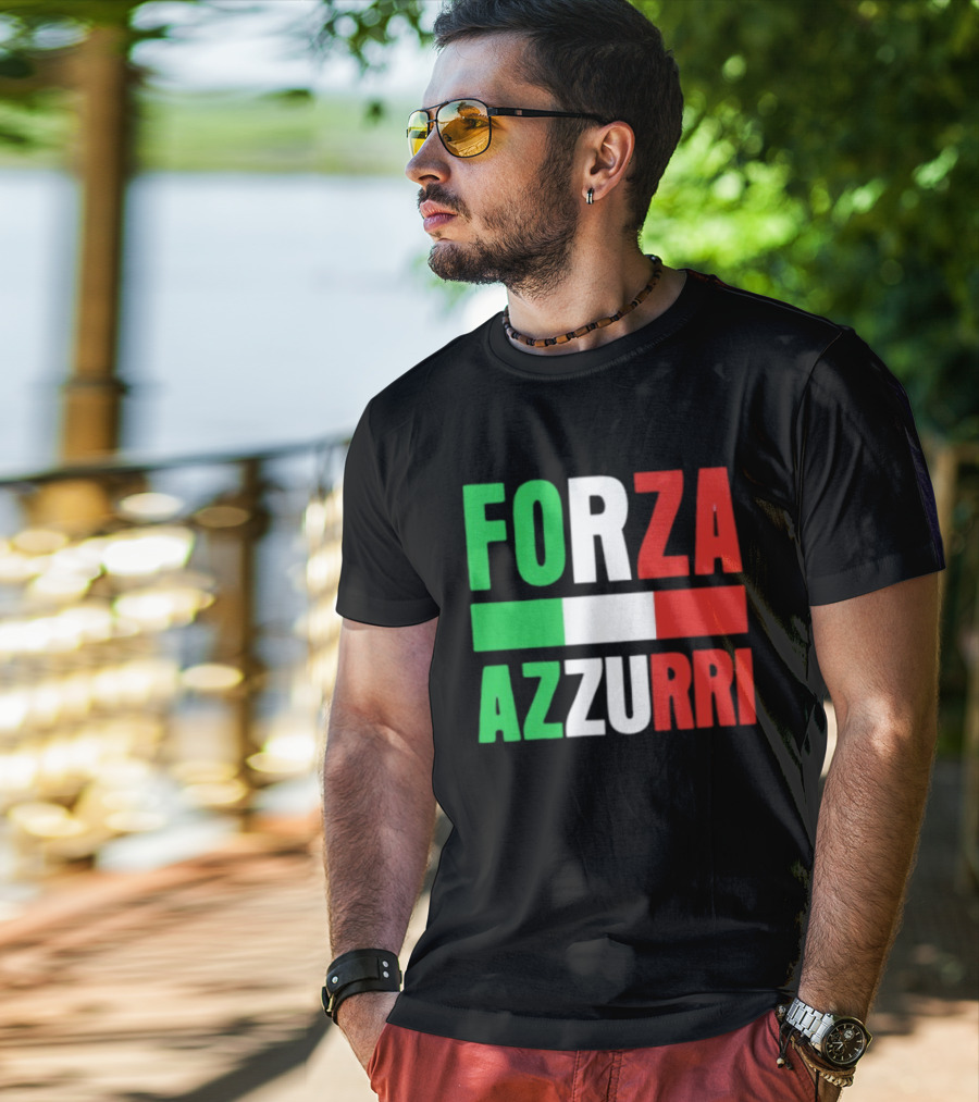 Forza Azzurri Italy Italian Flag Supporters T-Shirt