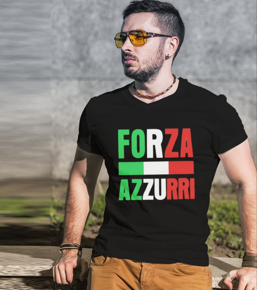 Forza Azzurri Italy Italian Flag Supporters T-Shirt